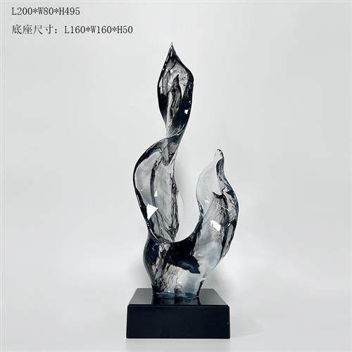 现代客厅抽象艺术透明树脂雕塑摆件酒店样板房办公桌电视柜工艺品 - 图2