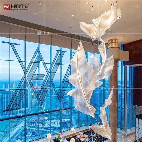 现货酒店大堂菠萝珠叶子造型水晶吊灯售楼部复式楼大厅水晶灯,淘宝优惠券,粉丝福利购,淘宝优惠卷