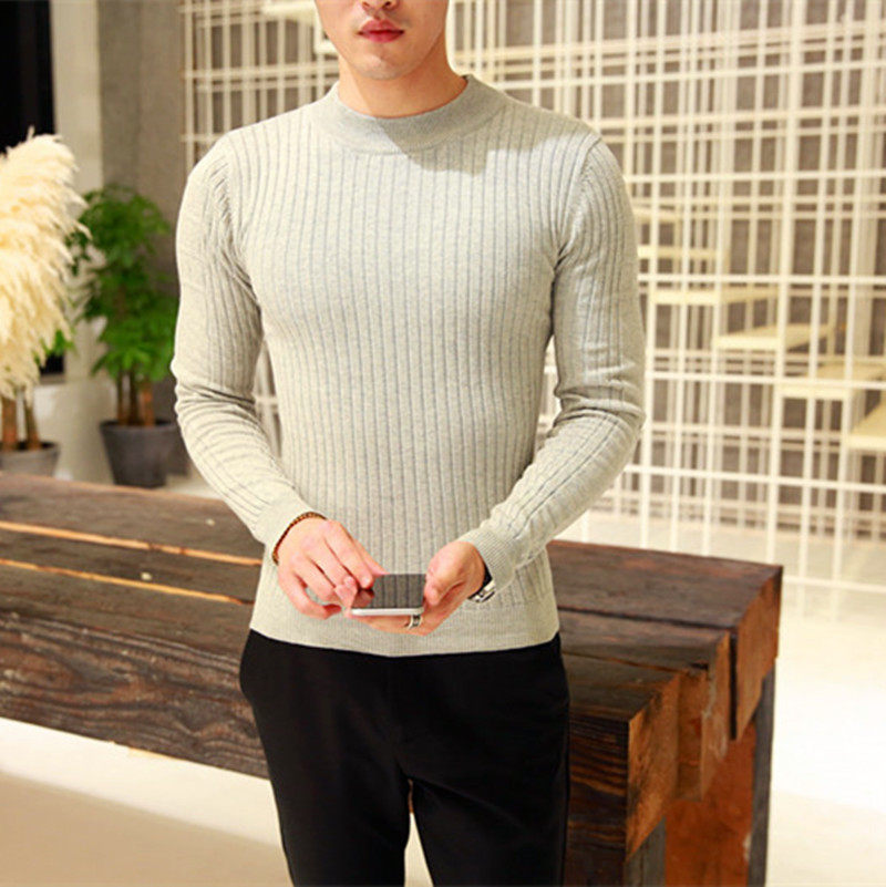 冬季韩版加绒加厚毛衣半高领潮男修身型男士长袖针织衫中领毛线衫,淘宝优惠券,粉丝福利购,淘宝优惠卷