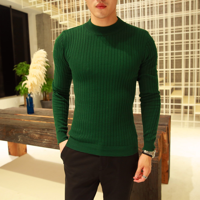 冬季韩版加绒加厚毛衣半高领潮男修身型男士长袖针织衫中领毛线衫,淘宝优惠券,粉丝福利购,淘宝优惠卷
