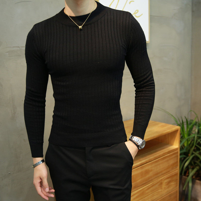 冬季韩版加绒加厚毛衣半高领潮男修身型男士长袖针织衫中领毛线衫,淘宝优惠券,粉丝福利购,淘宝优惠卷