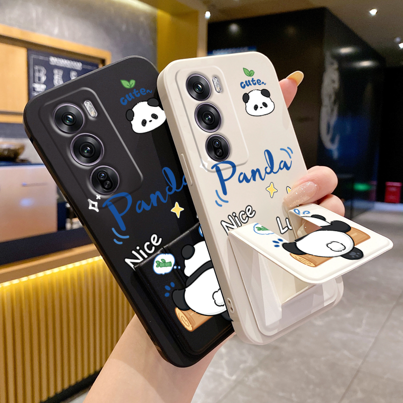 OPPOReno12手机壳新款Reno11Pro多功能磁吸支架Reno10调皮熊猫Reno8/7折叠腕带7se/6/5全包防摔4/3/2硅胶软壳 - 图1