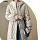 2024 New Winter Slim Fit Waist Down Jacket Long Hooded Down Jacket Women's Textured Lightweight Jacket