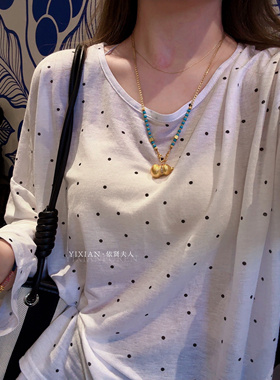 夫人手作  链条拼接松石葫芦吊坠项链新中式饰品黄金吊坠挂坠链