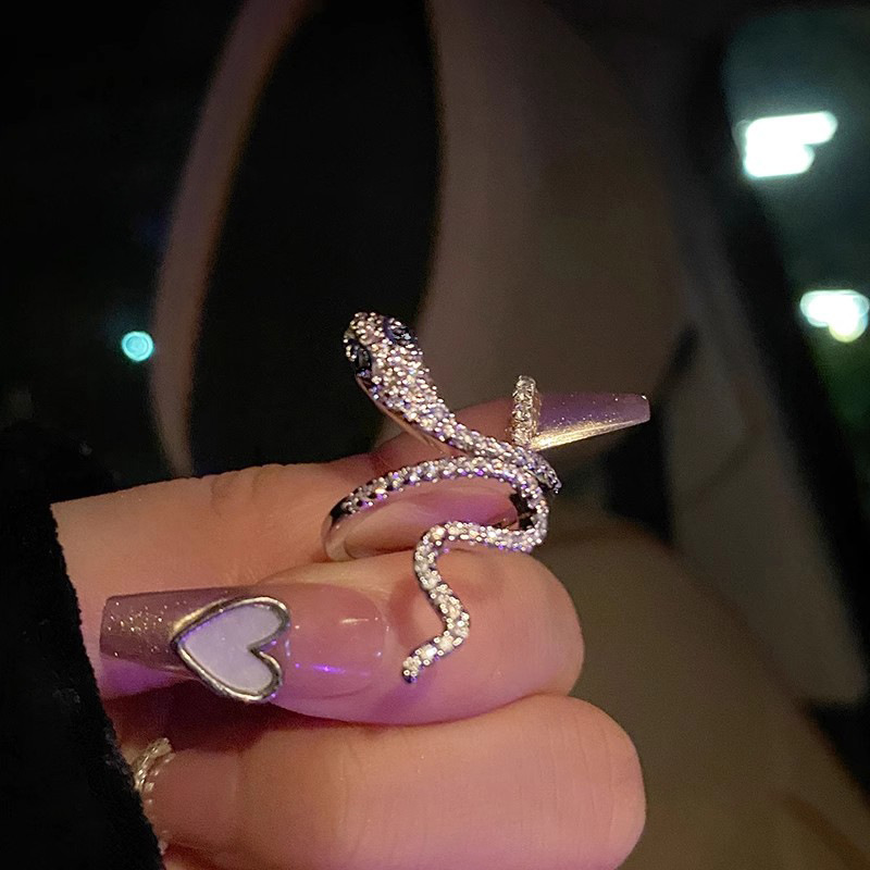 网红蛇形设计师戒指女小众设计感个性开口食指轻奢网红潮时尚指环 - 图2