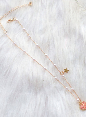 网红同款日韩少女风女粉色颈链