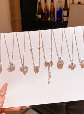 轻奢小众高级感钛钢项链精致微镶锆石锁骨链百搭气质网红简约颈链