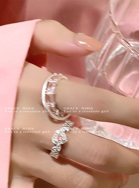 情侣款浪漫爱心锆石戒指女小众设计甜美情侣对戒个性时尚指环闺蜜