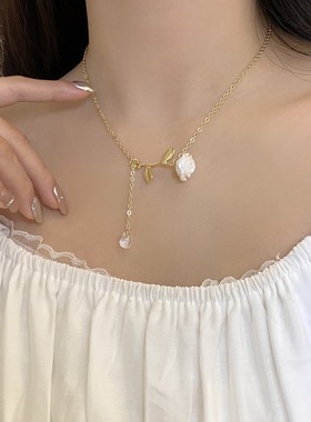 网红新款项链玻璃水滴吊坠