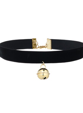 饰品黑色丝绒项链颈带铃铛吊坠项圈颈链锁骨链女仆cos冷淡风项链