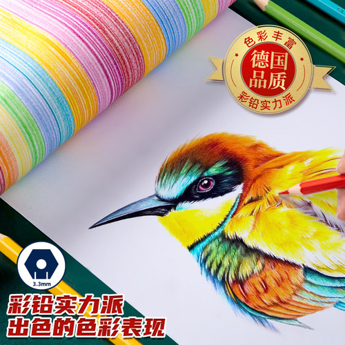 德国辉柏嘉72色油性彩铅36色48色红辉水溶城堡款彩色铅笔手绘专业学生用水溶性画笔套装初学者绘画可擦彩铅笔 - 图1