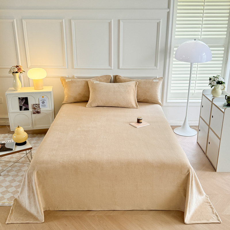 洁丽雅毛毯牛奶绒床单单件冬季加厚加绒法兰绒毛绒珊瑚绒宿舍被单