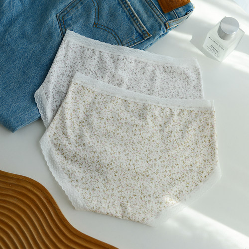 黛丝少女内裤女士中腰莫代尔棉碎花柔软舒适裤衩透气抗菌宽松 - 图0