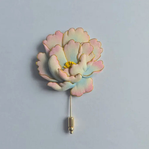 非金属布艺胸针 布糊画牡丹花胸针中国风古典手作 - 图3