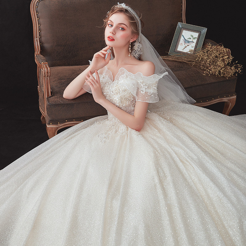 一字肩婚纱2020新款气质新娘女森系 露唯莎婚纱