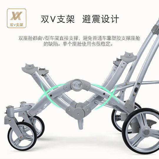 Kidskoalas twin stroller can sit and lie down