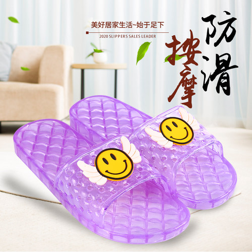 夏季女人室内居家浴室塑料防滑软底PVC水晶透明大码凉拖鞋不臭脚 - 图0