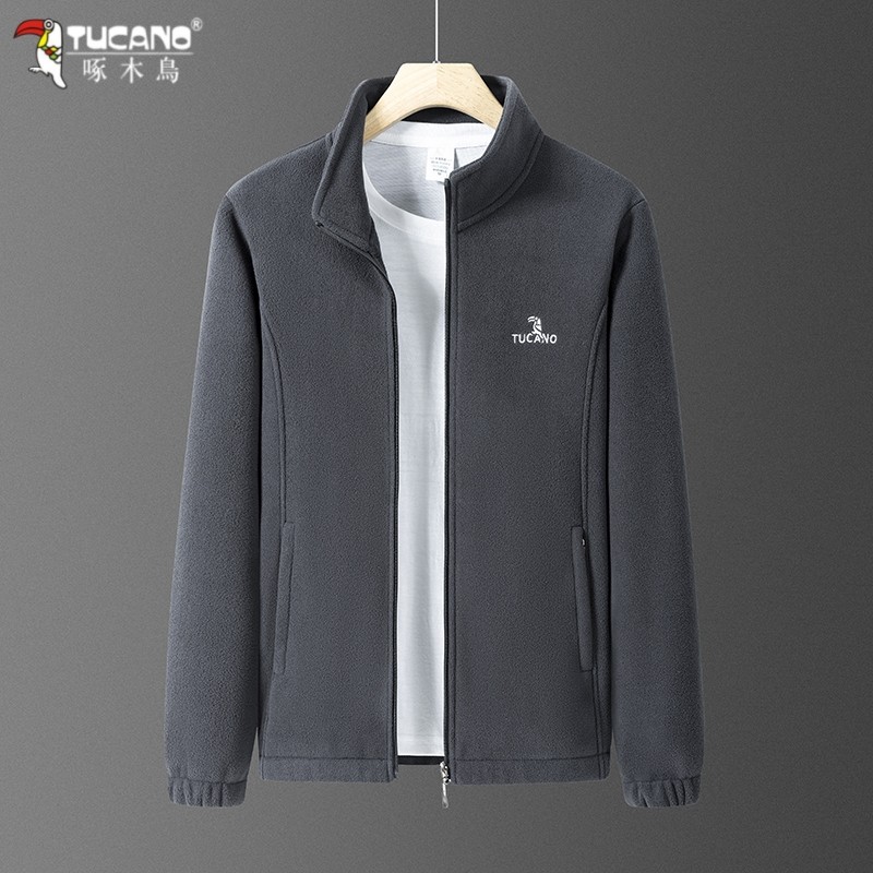 啄木鸟摇粒绒外套男士立领抓绒衣秋冬款加厚保暖休闲宽松夹克外套,淘宝优惠券,粉丝福利购,淘宝优惠卷