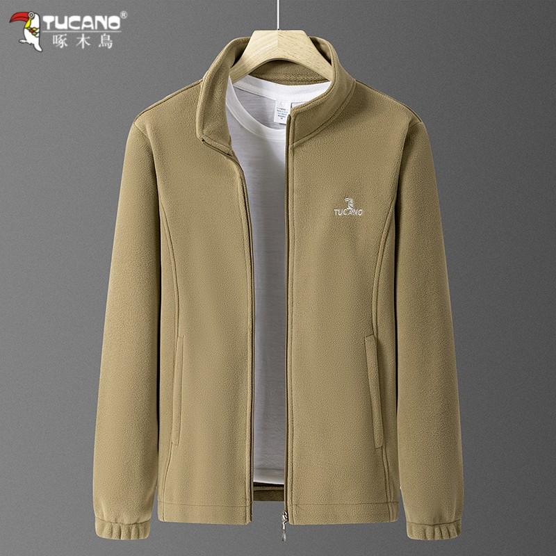 啄木鸟摇粒绒外套男士立领抓绒衣秋冬款加厚保暖休闲宽松夹克外套,淘宝优惠券,粉丝福利购,淘宝优惠卷