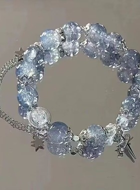 超仙森系中式渐变爆花玻璃串珠手链女潮送闺蜜百搭简约轻奢手饰