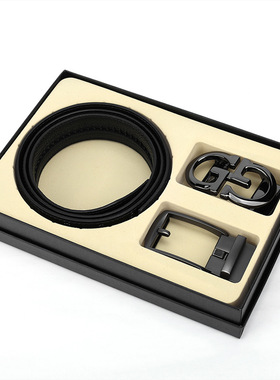 自动扣男士真皮皮带黑色合金扣头复古风百搭腰带时尚百搭休闲商务
