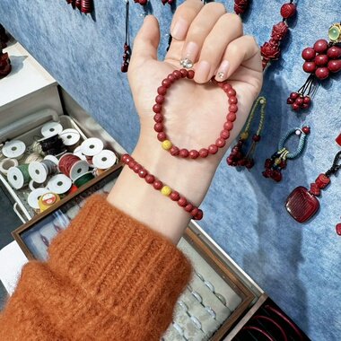 原创高含量切面紫金砂雄黄砂手链红色本命年朱砂男女款手串辰砂