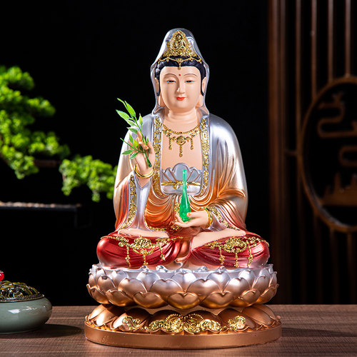 12寸16寸19寸观音 树脂工艺品红衣 白衣 黄衣 南海观音佛像 - 图1