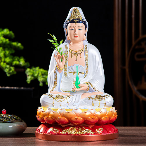 12寸16寸19寸观音 树脂工艺品红衣 白衣 黄衣 南海观音佛像 - 图0