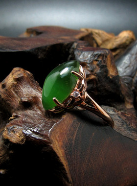 玫瑰金猫眼碧玉时尚女款戒指