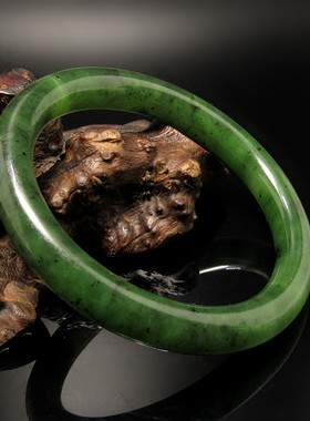 天然手镯圆条新疆和田玉送证书