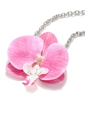 ZA时尚度假风仿真蝴蝶兰花朵吊坠项链欧美可爱田园风花瓣项链女