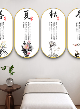 中医养生馆装饰画高级感美容院背景墙面春夏秋冬四季养生挂图挂画