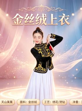 新疆舞蹈金丝绒上衣女民