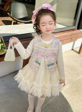 女童春季两件套国风连衣