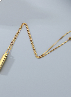 Men golden necklace hiphop cylindrical pendant chain stylish