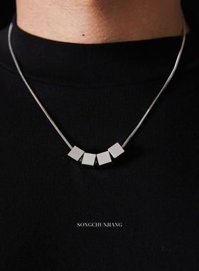 小众设计小方块设计项链