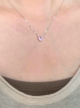 S925纯银mini爱心项链女粉色小众设计简约百搭时尚2025新款锁骨链