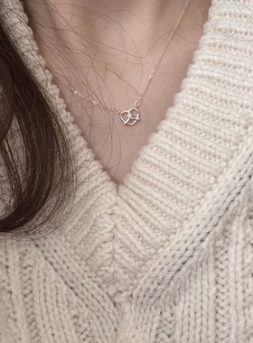 S925纯银碱水结mini锆石项链女小众设计高级时髦百搭新款锁骨链