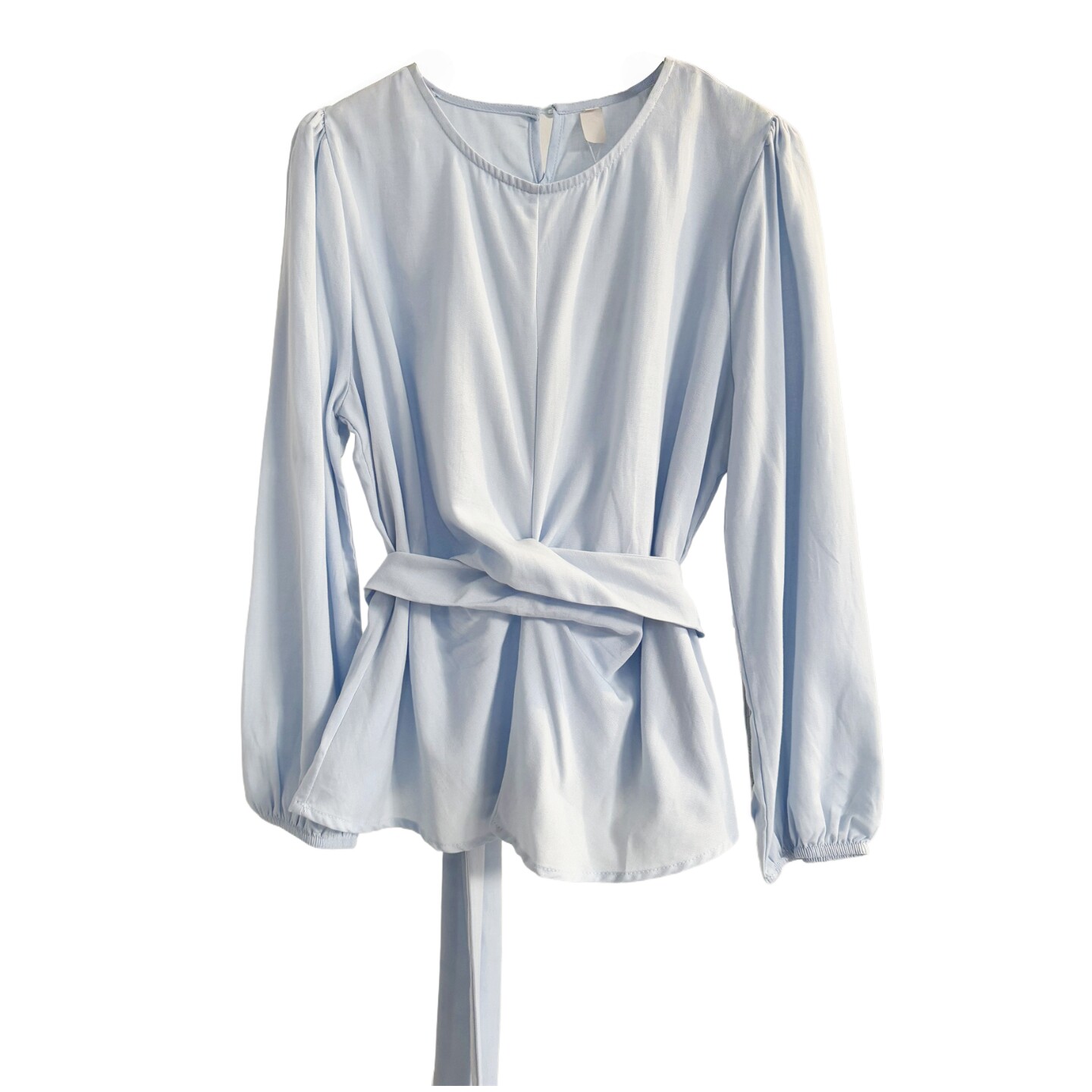 交叉绑带收腰法式圆领长袖衬衫女2025秋季设计感减龄气质小衫上衣