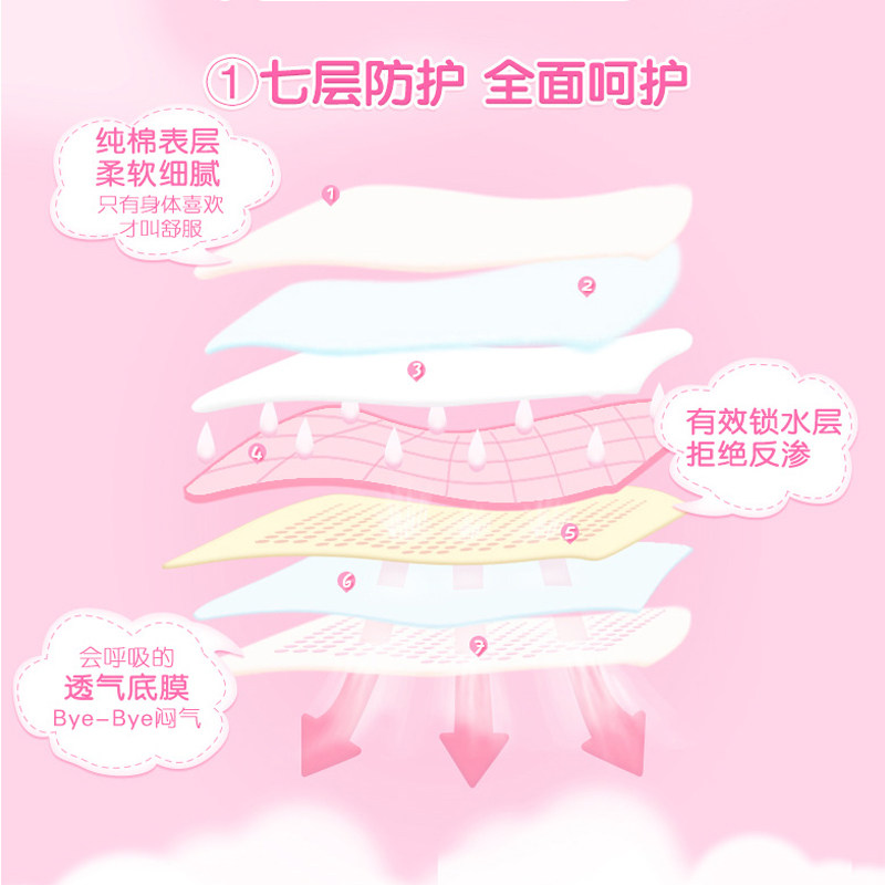 七度空间少女180片超薄纯棉卫生巾 百世隆家居卫生巾