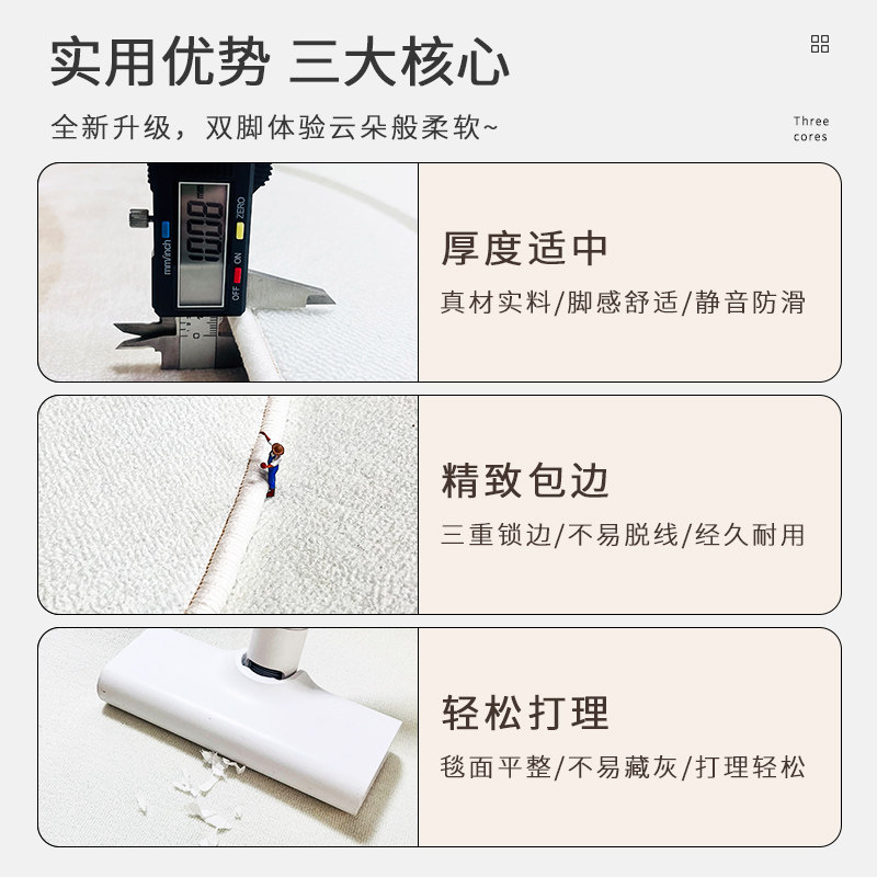 卧室少女风可爱家用加厚防滑床边毯 银锦床边毯