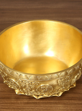 聚宝盆摆件工艺品铜碗客厅办公室装饰品开业新品