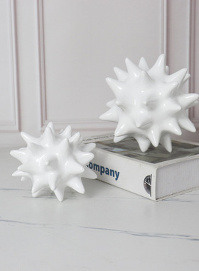 简约刺球海胆摆件现代不规则白色五角星北欧风美间软装饰品摆件