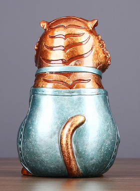 彩铜叮当虎铜老虎摆件工艺品办公室客厅家居装饰品