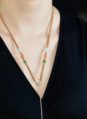 橄榄核珠链手编项链吊坠挂件绳南红玛瑙碧玉挂绳可调节吊坠绳