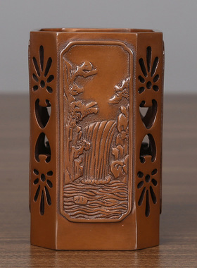 【黄山四绝】紫铜笔筒办公桌创意笔筒摆件工艺品教师节礼物