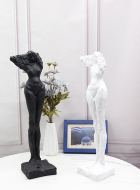 简约现代黑白人物摆件样板房客厅办公室创意家居思考人桌面装饰品