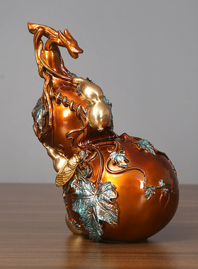 彩绘铜葫芦摆件办公室家居工艺品开业新品