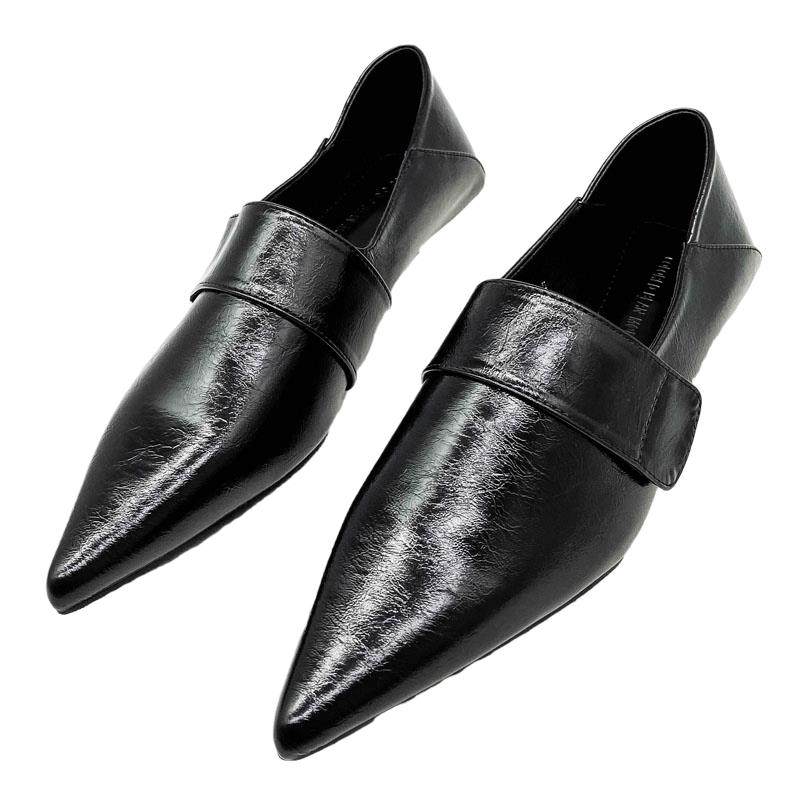 潮牌2025春秋新款单鞋女黑色深口低跟细跟软皮尖头懒人韩版奶奶鞋,淘宝优惠券,粉丝福利购,淘宝优惠卷