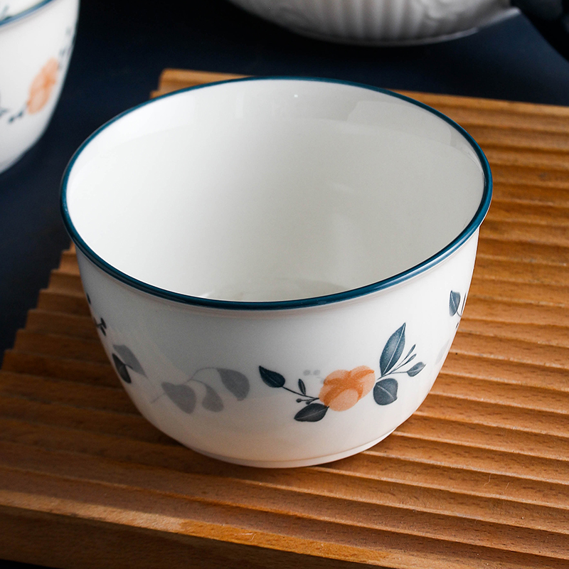 高颜值家用陶瓷餐具吃饭碗套装日式高脚防烫斗笠碗2023新款5英寸 - 图1